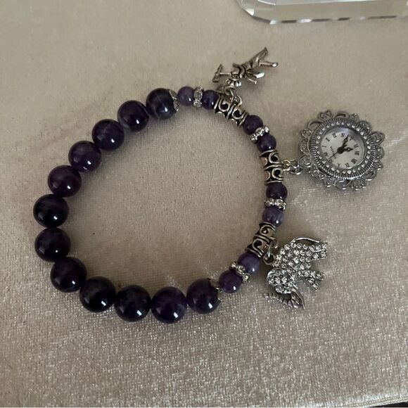 Luxury Amethyst Stada Wristwatch Charm Bracelet - Picture 6 of 8